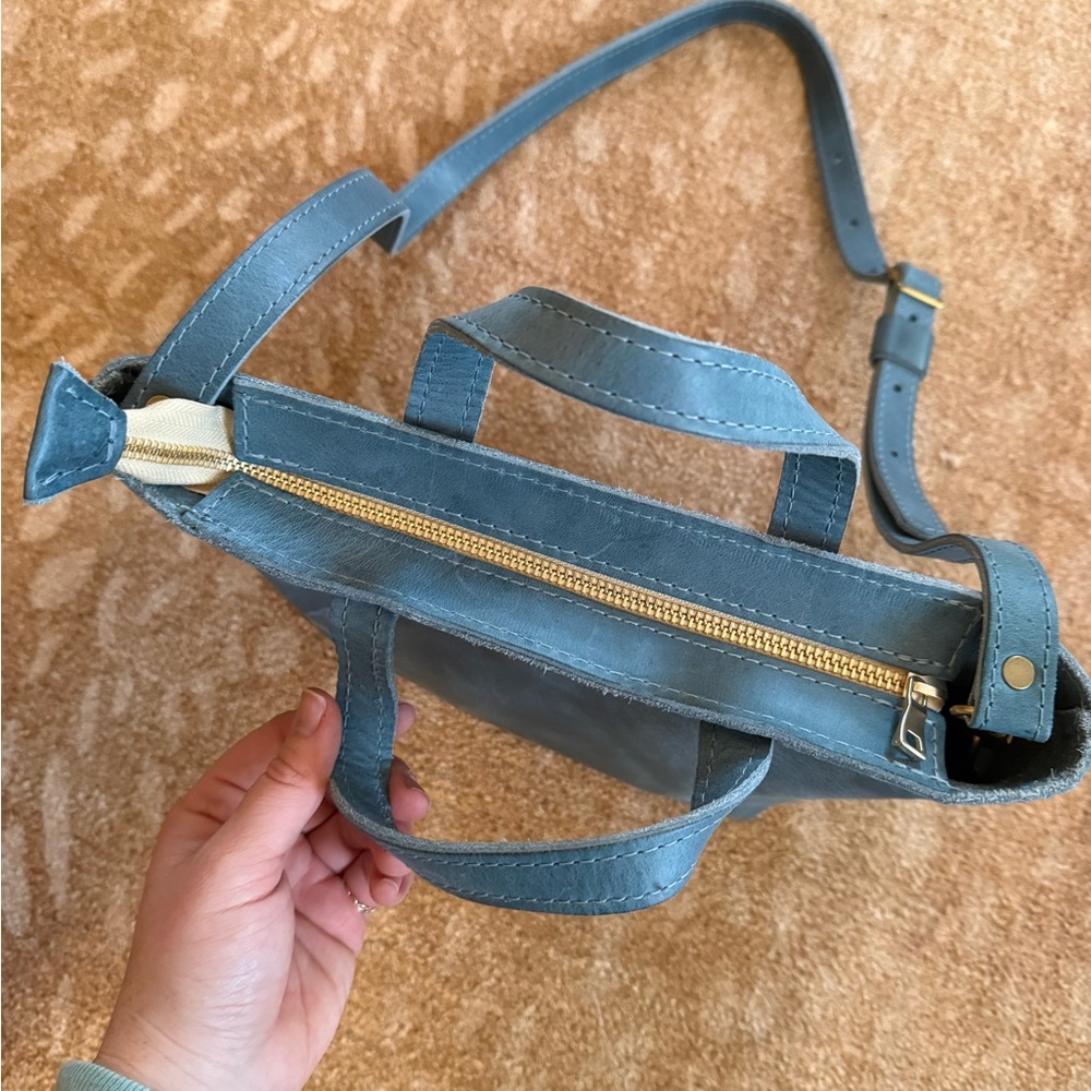 Portland Leather Mini Crossbody in Aqua - Picture 6 of 6